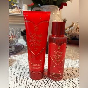 (Inventory 35 & 36) Victoria's Secret Lovely Berry Rose Fragrance Set - Red